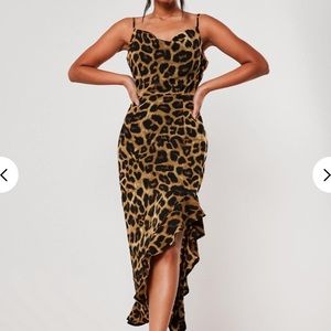 Brown leopard midi dress